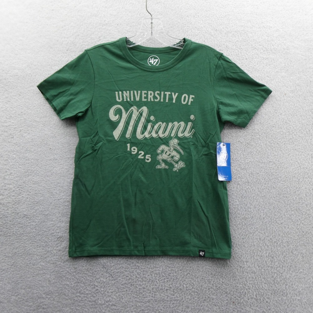 '47 Brand Shirt Kids Large University of Miami Hurricanes Green Cotton Sebastian